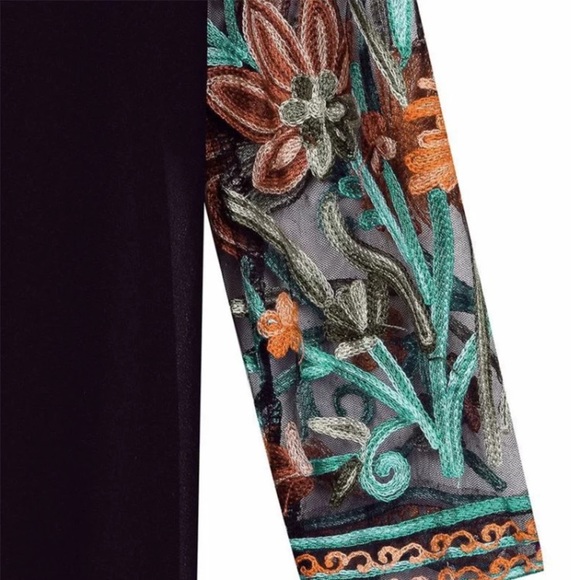 Floral Embroidered Sheer Black Kimono - Picture 5 of 8